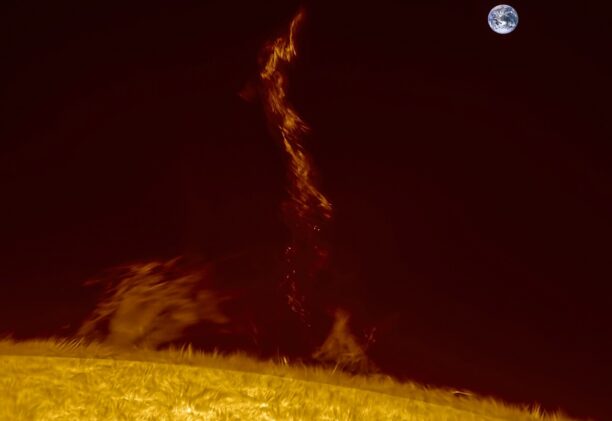 Solar Prominence: A Giant Compared to Earth 🔥🌍